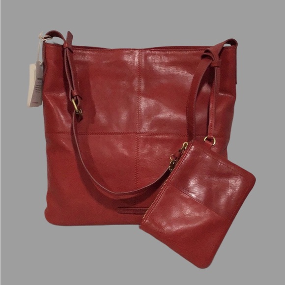 NWT LUCKY 🍀 BRAND Leather Shoulder Bag w/Attached Zipper Pouch, Samba Color - Picture 2 of 12